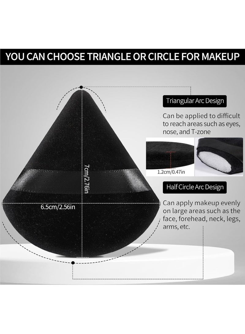 Kanza 12 Pcs Triangle Powder Puff Set with Storage Box Pure Cotton Makeup Sponge Set Velour Powder Puff Soft Powder Puff for Face and Body Powder Cosmetic Foundation Sponge for Undereye Setting Face Makeup Puff Black - Image 5